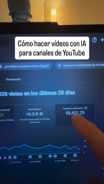 Person using laptop with YouTube analytics dashboard showing $3,247 monthly revenue from AI-generated faceless content